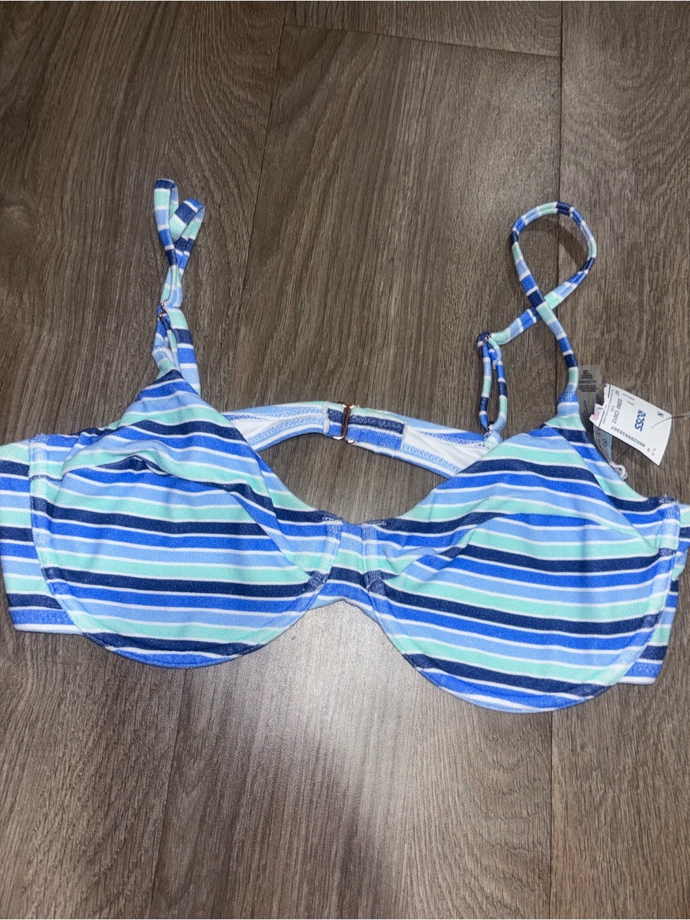 Striped Blue & Aqua Underwire Bikini Top